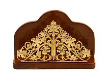 Визитница латунная православная в позолоте на деревянной основе
