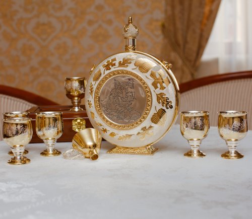 серебряный набор «царская охота» - фляга и рюмки