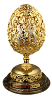 Настольный сувенир - яйцо Пасхальное латунное в позолоте