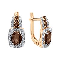 Золотые серьги с раухтопазом