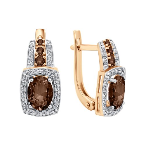 Золотые серьги с раухтопазом