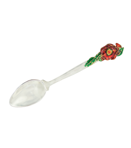 Серебряная ложка Роза с эмалью