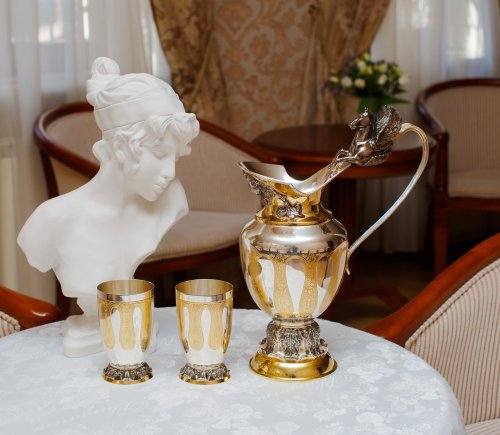 серебряный набор «пегас» - кувшин и стаканы